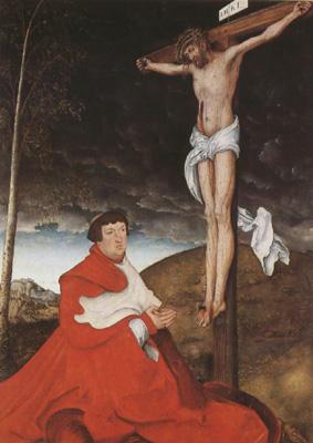 CRANACH, Lucas the Elder Cardinal Albrecht of Branden-burg before the Crucified Christ (mk08) oil painting image
